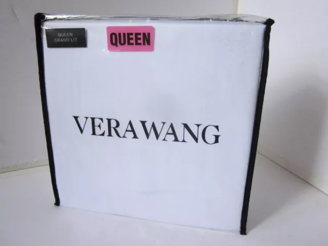 QUEEN Vera Wang Flat Sheet Pillow 100% Cotton WHITE Simple Dot missing FITTED