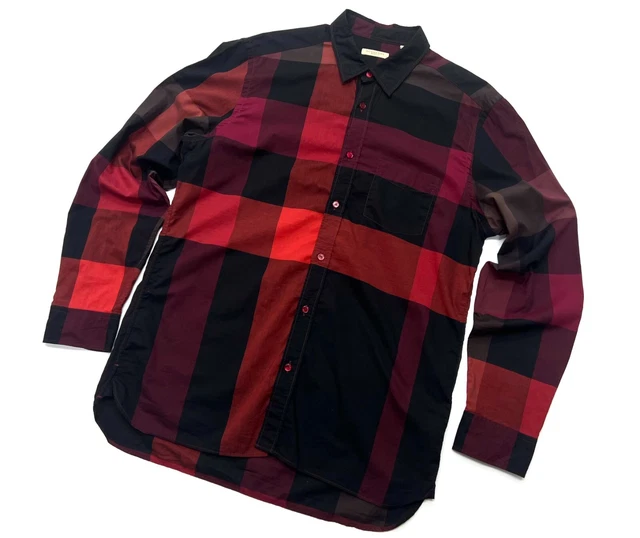 LUXURY MEN S BURBERRY BRIT Red Cotton Nova Check Shirt Casual Long