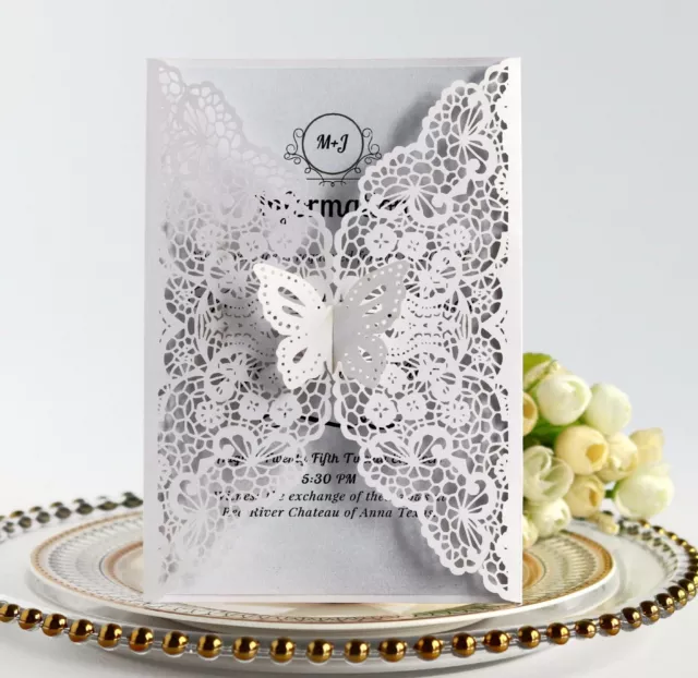 Laser Cut Butterfly Wedding Invitation Cards Valentine's Day Wishes Card 2