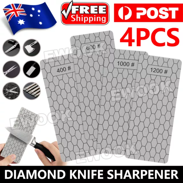 4pcs Diamond Knife Sharpener Sharpening Stone Honeycomb Grind Sharpener Kit AU
