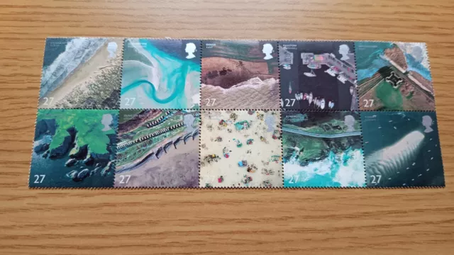 GB 2002, Full set British Coastline SG2265-2274. Block of 10 X 27p Stamps MNH