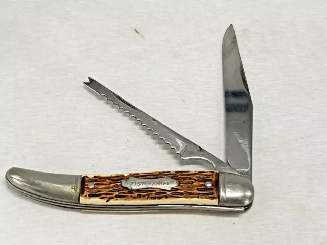 Vintage Colonial Prov. USA 2 Blade Fish Knife Scaler Pocket Knife NICE!