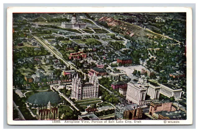 Airplane View of Business Portion, Salt Lake City Utah UT Postcard