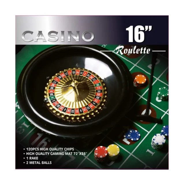 DA VINCI 16-Inch Roulette Wheel Game Set with 120 11.5-Gram Chips, Full Size ...