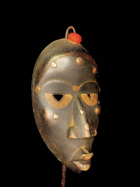 African vintage mask tribal Wood Carved Hanging Liberia DAN passport mask-6375