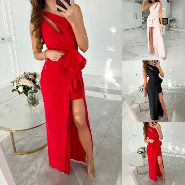 Abito da sera sexy lungo maxi da donna fuori spalla arricciato bodycon