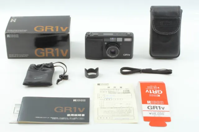 Read【MINT in BOX】 Ricoh GR1V Black 35mm Film Camera w/ Case, Hood From JAPAN