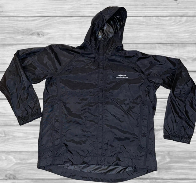 Grundens Men’s Rain Jacket Size XL Full Zip Hooded Snaps Drawstrings Black