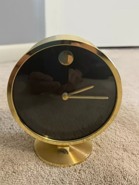 Howard Miller Modern Quartz Brass Desk Clock Model 622-252 Movado Museum Style