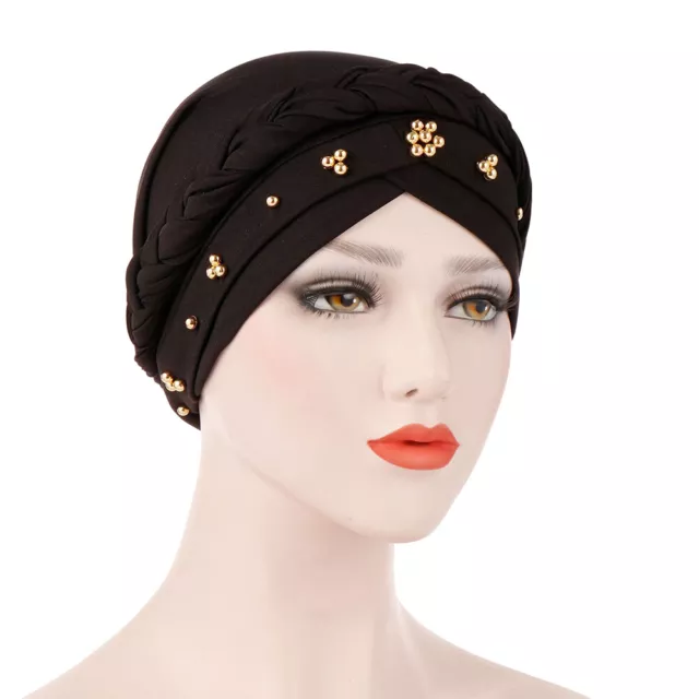 Women Hat Good Elastic Comfy Brimless Twist Head Wrap Milk Silk