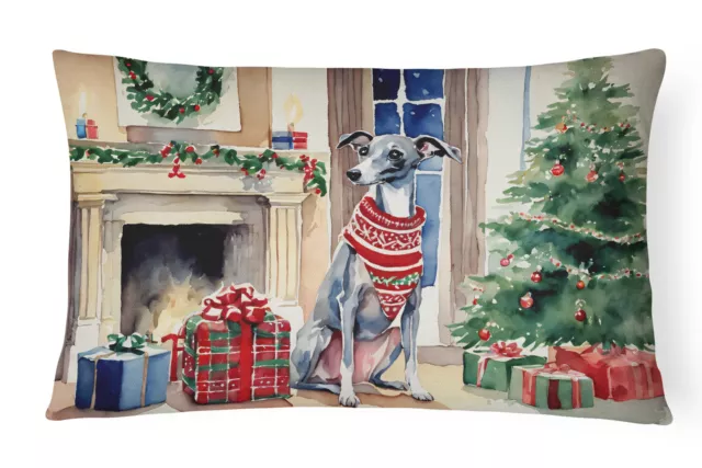 Italian Greyhound Cozy Christmas Fabric Decorative Pillow DAC2680PW1216