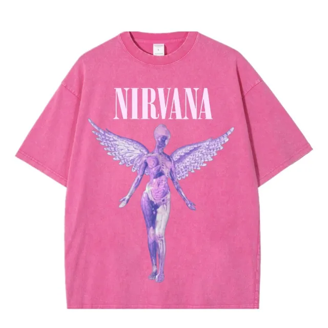 Nirvana Merchdise Utero Angel Distressed Vintage Acid Wash Tee T-Shirt 11 COLORS