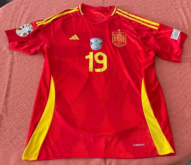 SPANIEN TRIKOT 2024 EM mit Flock Lamine Yamal Replika Größe L EUR 25,00