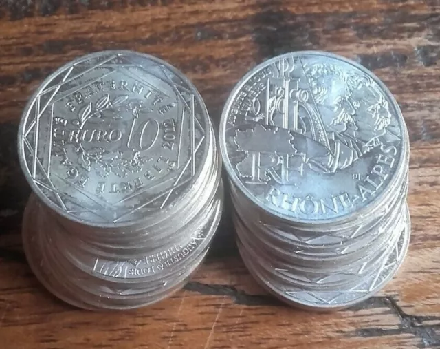 Monnaie De Dix Euros Des Régions En Argent De 2012 Rhône-Alpes