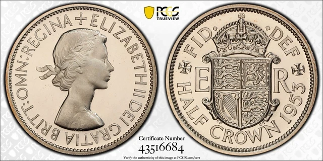 1953 Great Britain 1/2 Crown PCGS PR66 Cameo