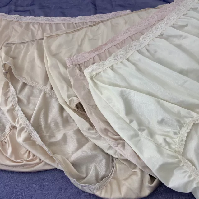 LOT 5 GRANNY Panties Womens Size 11 Blush Beige White Nylon High Rise ...
