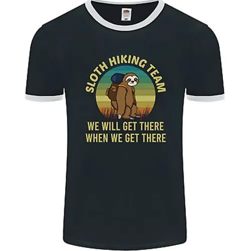 Sloth Hiking Team Funny Trekking Walking Mens Ringer T-Shirt FotL