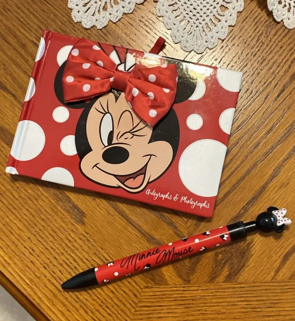 Disney Minnie Mouse Autograph Book and Photo Album & Autograph Pen New