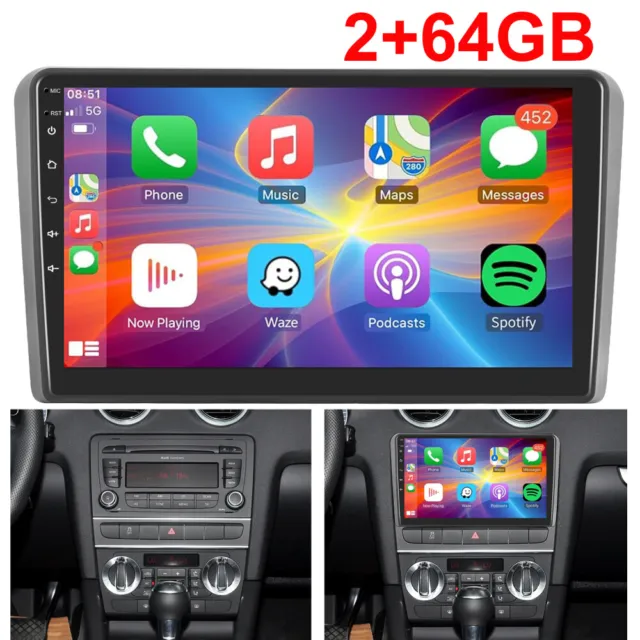 2+64GB Für Audi A3 S3 RS3 8P 8V 9" Carplay Android 11 Autoradio GPS RDS Navi BT