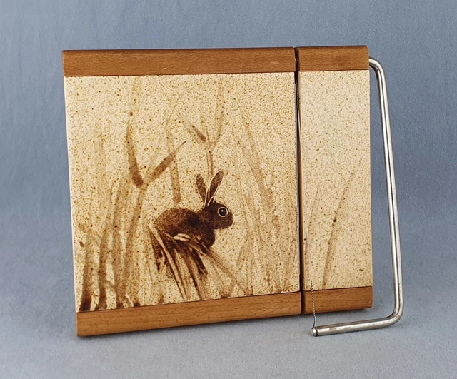 VINTAGE WOOD WOT Knots Caldicot Wales Wire Cutter Cheese Board Rabbit