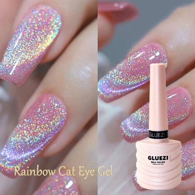LED UV Paillettes Vernis à ongles œil de chat arc-en-ciel Gel imbibé Laser 15ML