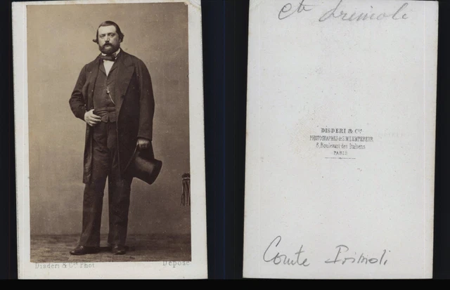 CDV Disderi Paris - Portrait Du Comte Joachim Murat, C.1860 - Tirage Albuminé Sépia, Excellent état