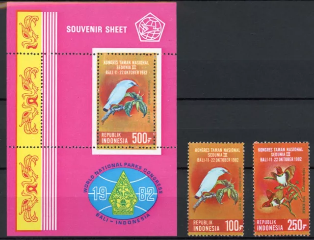 [42.525] Indonesia 1982 Birds good set and Sheet MNH VF $25