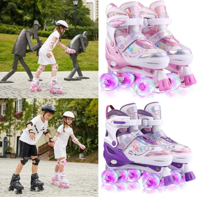 Kinder Rollschuhe Verstellbar M/LED Rollschuhe für Mädchen & Jungen Rollerskates