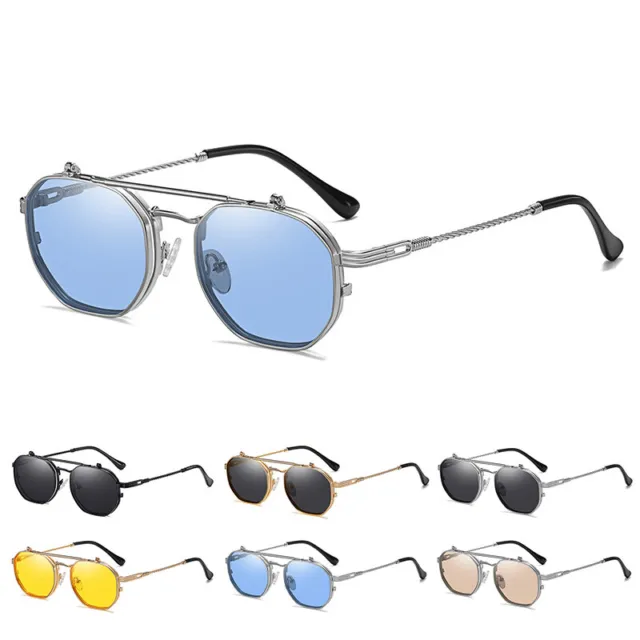 Retro Sunglasses Steampunk Flip Up Glasses for Men Women Vintage Style Shades