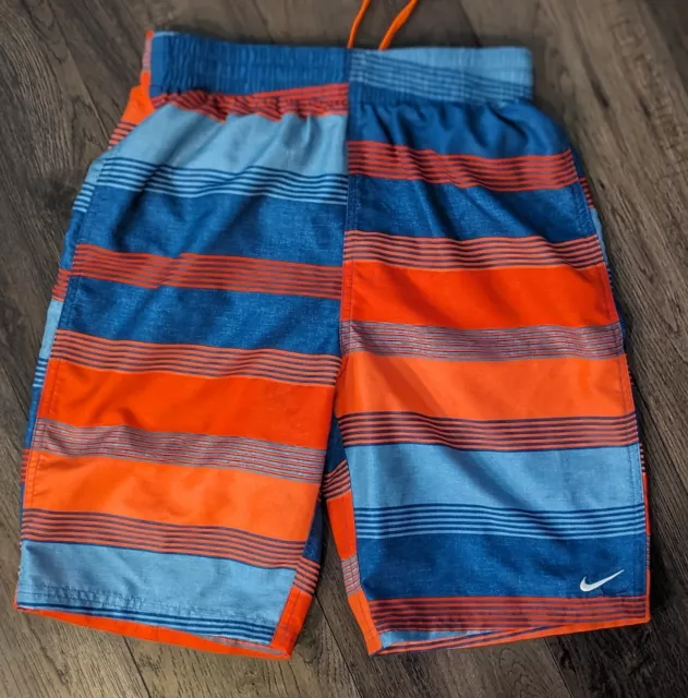 Boys XL NIKE Swim Trunks Orange/Blue EUC Lined