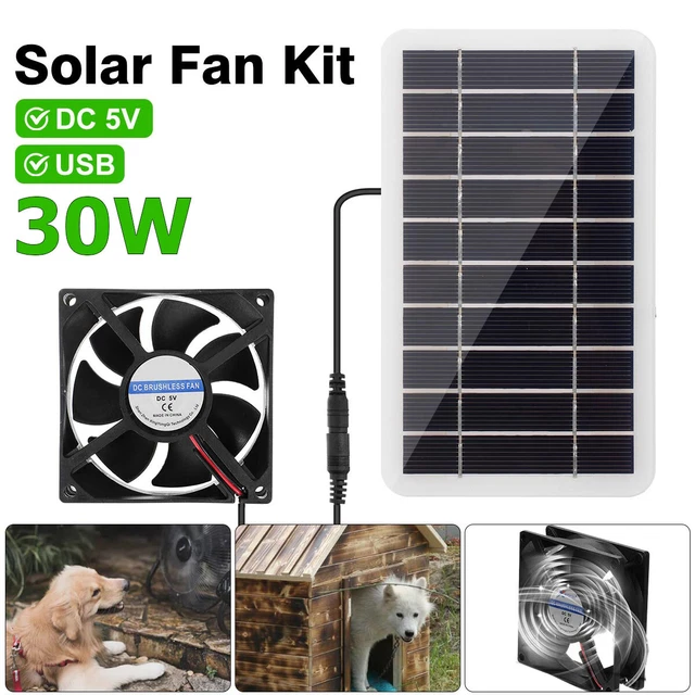 1 Set 30W 12V Panneau Solaire Plaque de Refroidissement Ventilateur Solaire