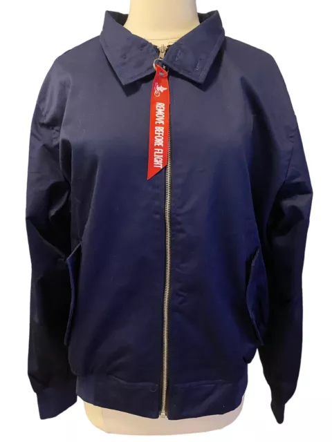 MEN’S NAVY BLUE Harrington Jacket Plaid Lining Excellent Condition Size ...