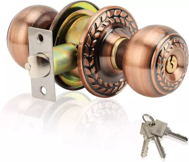 Entry Door Knobs with Lock and Key,Ball Stainless Steel Keyed Door Lock,F