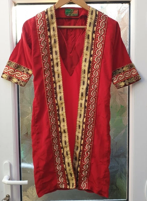 Tunica rossa ricamata orientale vintage giordana arabo Al-Saidi & Sons ~ Natività