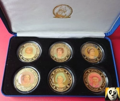 2002 HM Queen Elizabeth II Portraits Coin Medal Collection Gold Plated & Enamel