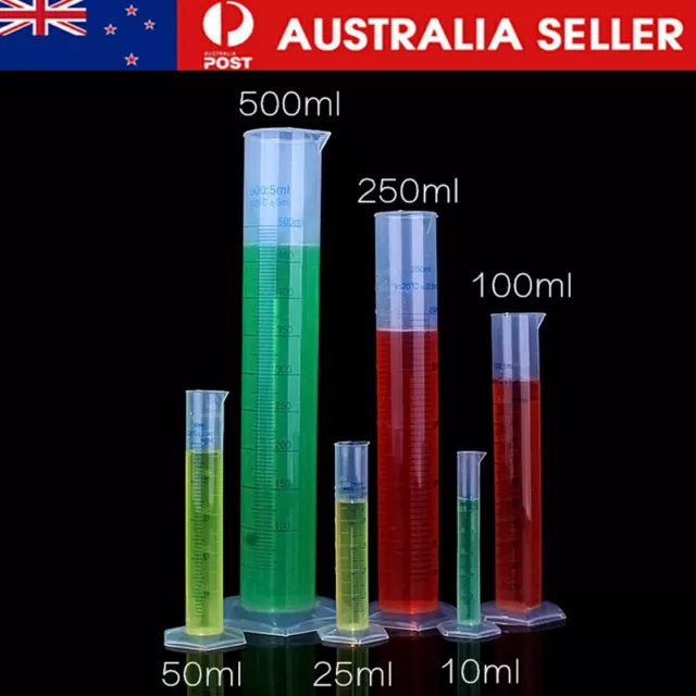 10/25/50/100/250/500ml Plastic Measuring Cylinder Graduated Cylinders Laboratory