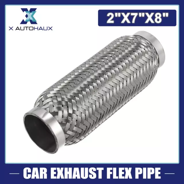 2"x7"x8" 50x200mm Car Exhaust Flexible Pipe Tubing Universal Stainless Steel