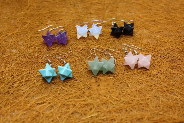 Natural Crystal Stones Dangle Earrings For Women Hook Eardrop Bohemia Girls Gift