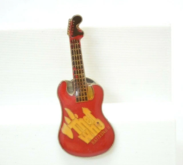 The Who Guitar Pin Red Hard Rock Roll Metal Band Collectible Lapel Bag Gear Vtg