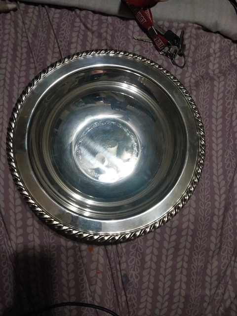 Silver Plate Bowl Wm A Rogers Oneida Ltd Silversmiths Large Serving VTG 1960's