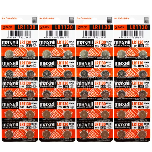 40 X Maxell LR1130 Alkaline Batterien 1.5V LR54 189 389 SR1130SW AG10 Pack 2