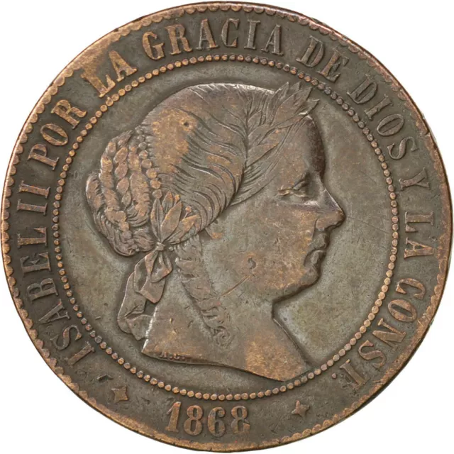 [#35907] Coin, Spain, Isabel II, 5 Centimos, 1868, VF, Copper, KM:635.2