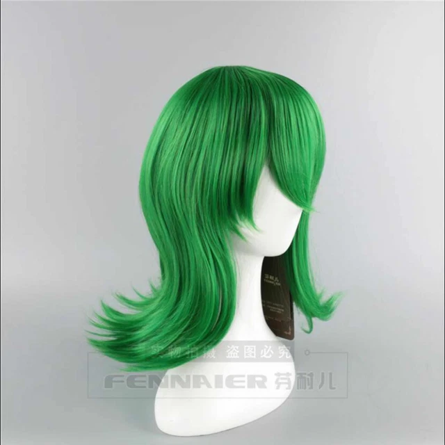 Niña Verde Corto Cabello Inclinado Friset Cosplay Peluca Fiesta Halloween
