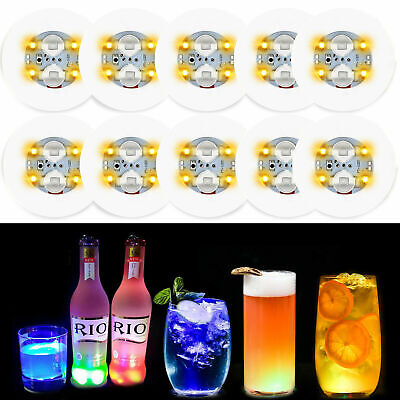 Color : Colorful Zhihao Coppa Mat 2Pcs Mini LED Coaster Glow Bottiglia Luce Brillante Adesivi Natale Nightclub Partito della Barra della Decorazione del Vaso LED glorificatore Drink 