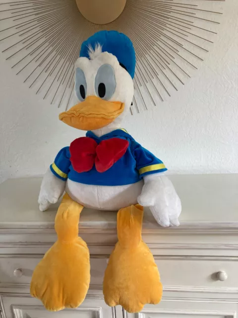 🦋 Très Grande Peluche Doudou Donald Duck Disney Store Hauteur 60 Cm Assis