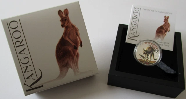 Australia 1 Dollar 2022 Australian Kangaroo 1 Oz Silver High Relief Coloured