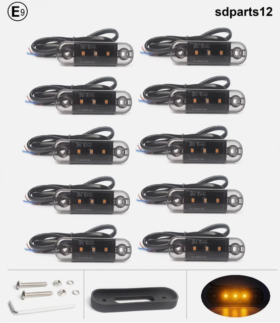 4 Luci Ingombro LED Arancione Per Autocarri E Rimorchi - 12/24V, 110x44 Mm - Foto 4