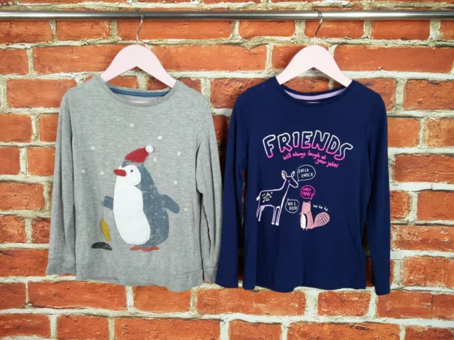 Girls Bundle Age 5-6 Years100%  M&S Long Sleeve T-Shirt Christmas Penguin 116Cm