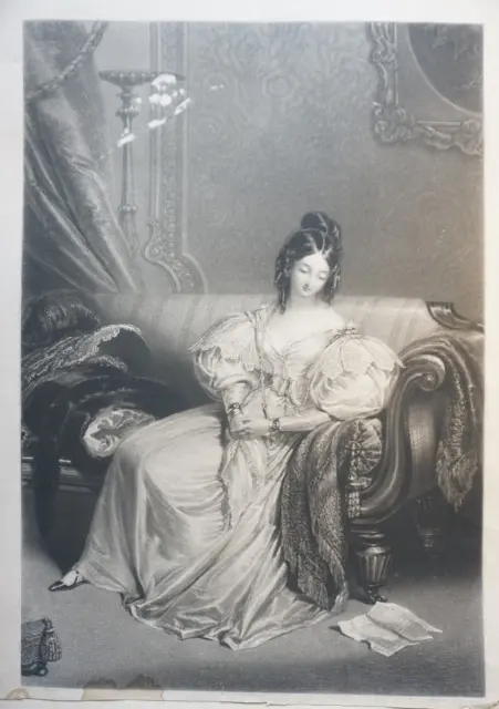 E. T. Parris (1793-1873) Grande Litho Xix° Portrait Femme Mode Romantisme