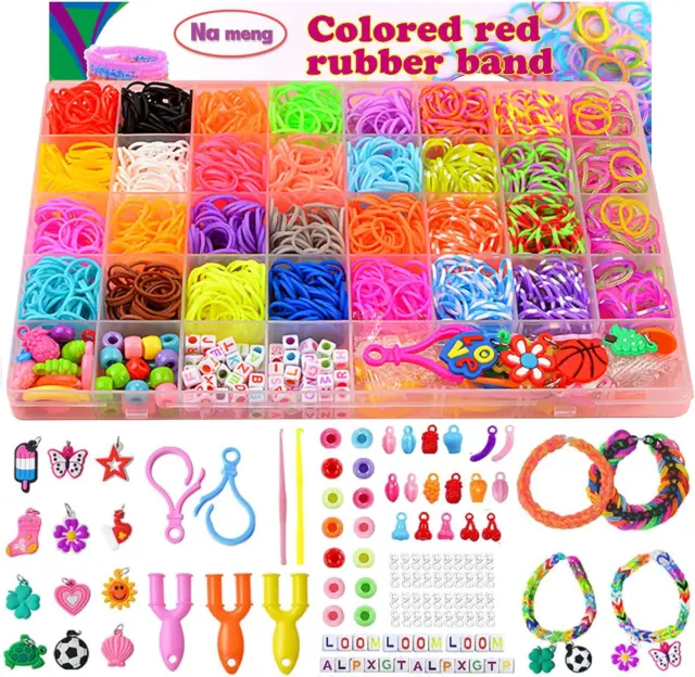 Loopa Rubber Bands Kit , 10,000+ Colorful Bands Refill Set for Kids, DIY Loom Bracelets Making Set with Beads & Endless Accessories - Box Case